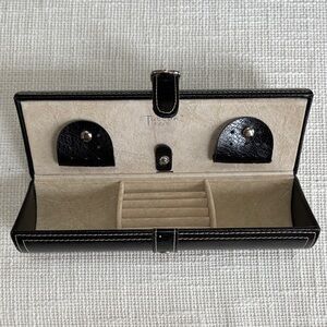 Stylish Black Leather Travel Jewelry Case